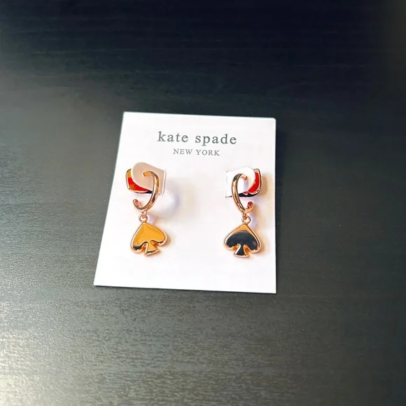 NWT Kate Spade Gold Earrings Everyday Spade Metal Huggies - Picture 2 of 4